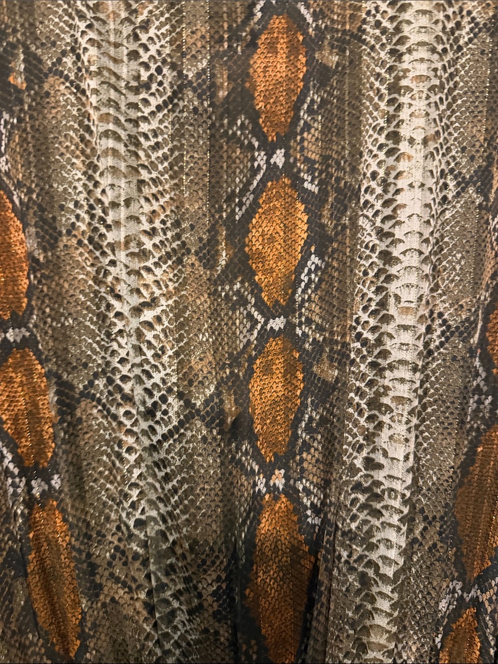Adrienne Elegant Flowy Snake-Print Maxi Dress with Metallic Thread Size L - Picture 6 of 8